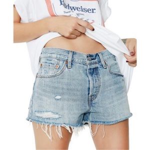 Levi’s 501 vintage wash cut off distressed denim shirts